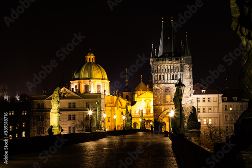 Charles Bridge at night.