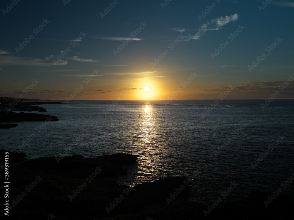 Okinawa,Japan-October 29, 2020: Beautiful sunrise at Miyakojima island, Okinawa
