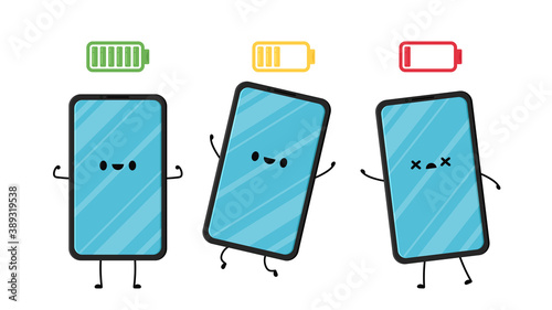 Smartphone character design. Smart phone vector. Smart phone on white background.