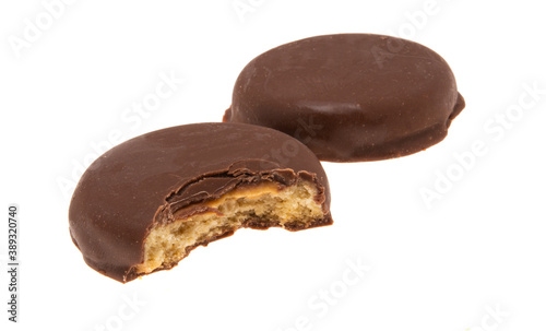 cookies in chocolate glaze isolated