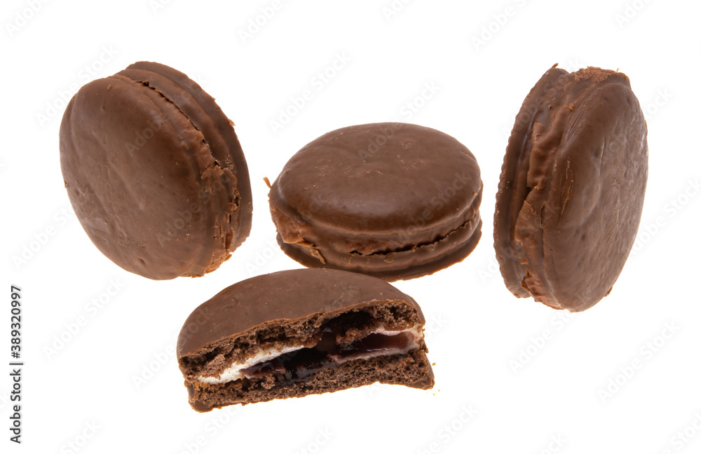 cookies in chocolate glaze isolated cookies in chocolate glaze isolated