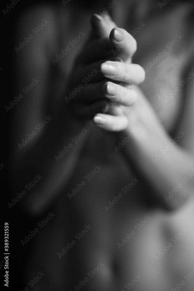 Details of body black and white portrait of beautiful girl, fashion and art Details of body black and white portrait of beautiful girl, fashion and art