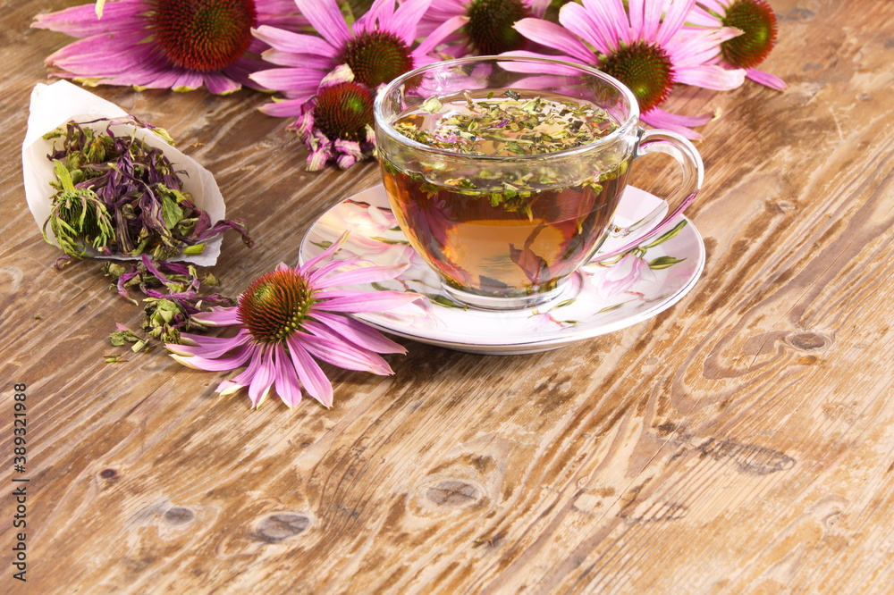 Tea drink with dried Echinacea purpurea is used in folk medicine as an antiviral