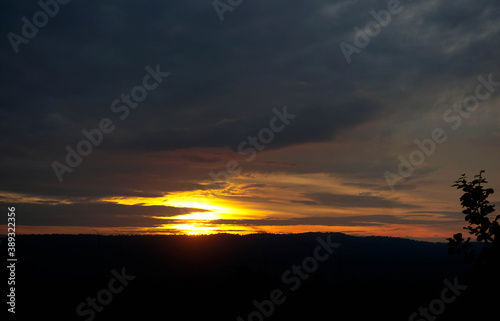 Great sunsets in the mountains where clouds cover in the rainy season.