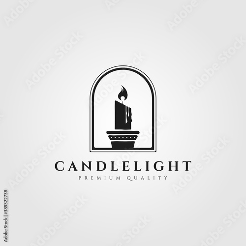 candle light flame logo vector illustration design, vintage candle logo design