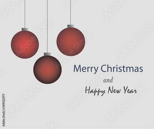 Christmas card with red balls. Vector balls design.