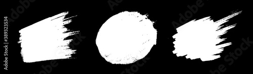 White hand drawn brush spot sketchy scribble set. Grunge doodle stickers for message, note mark design element. Brush smear stain texture. Banners, Logos, Icons, Labels and Badges. Vector sale banner