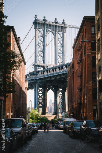 Down Under the Manhattan Bridge DUMBO view of New York City and Empire State Building