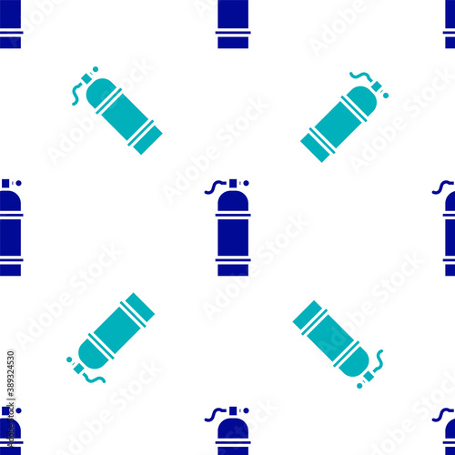 Blue Aqualung icon isolated seamless pattern on white background. Oxygen tank for diver. Diving equipment. Extreme sport. Sport equipment. Vector Illustration.