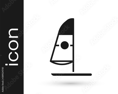 Grey Windsurfing icon isolated on white background. Vector Illustration.
