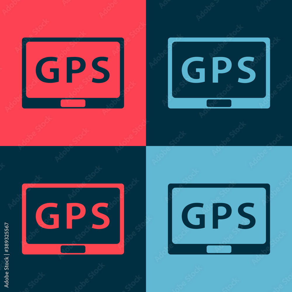 Pop art Gps device with map icon isolated on color background. Vector Illustration. Pop art Gps device with map icon isolated on color background. Vector Illustration.