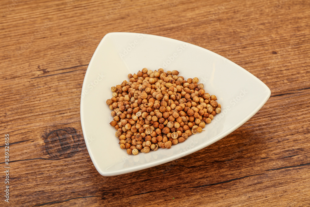 Coriander seeds in the bowl Coriander seeds in the bowl
