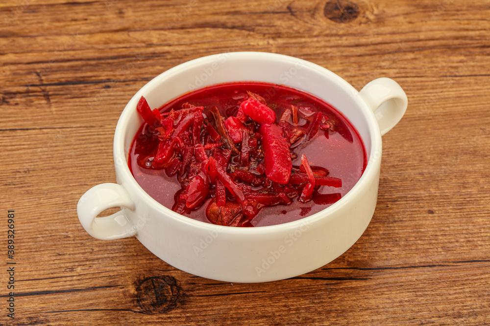Russian traditional Borsch soup with cabbage Russian traditional Borsch soup with cabbage