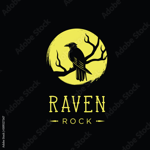 Raven Twigs black crow sign emblem badge Logo design inspirations