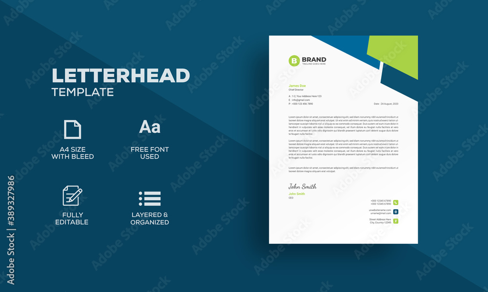 Modern abstract letterhead design template Modern abstract letterhead design template