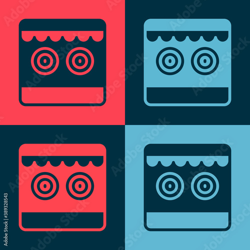 Pop art Shooting gallery icon isolated on color background. Vector.