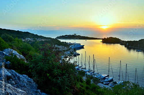 Greece island Paxos-sunrise over the island Panaghia