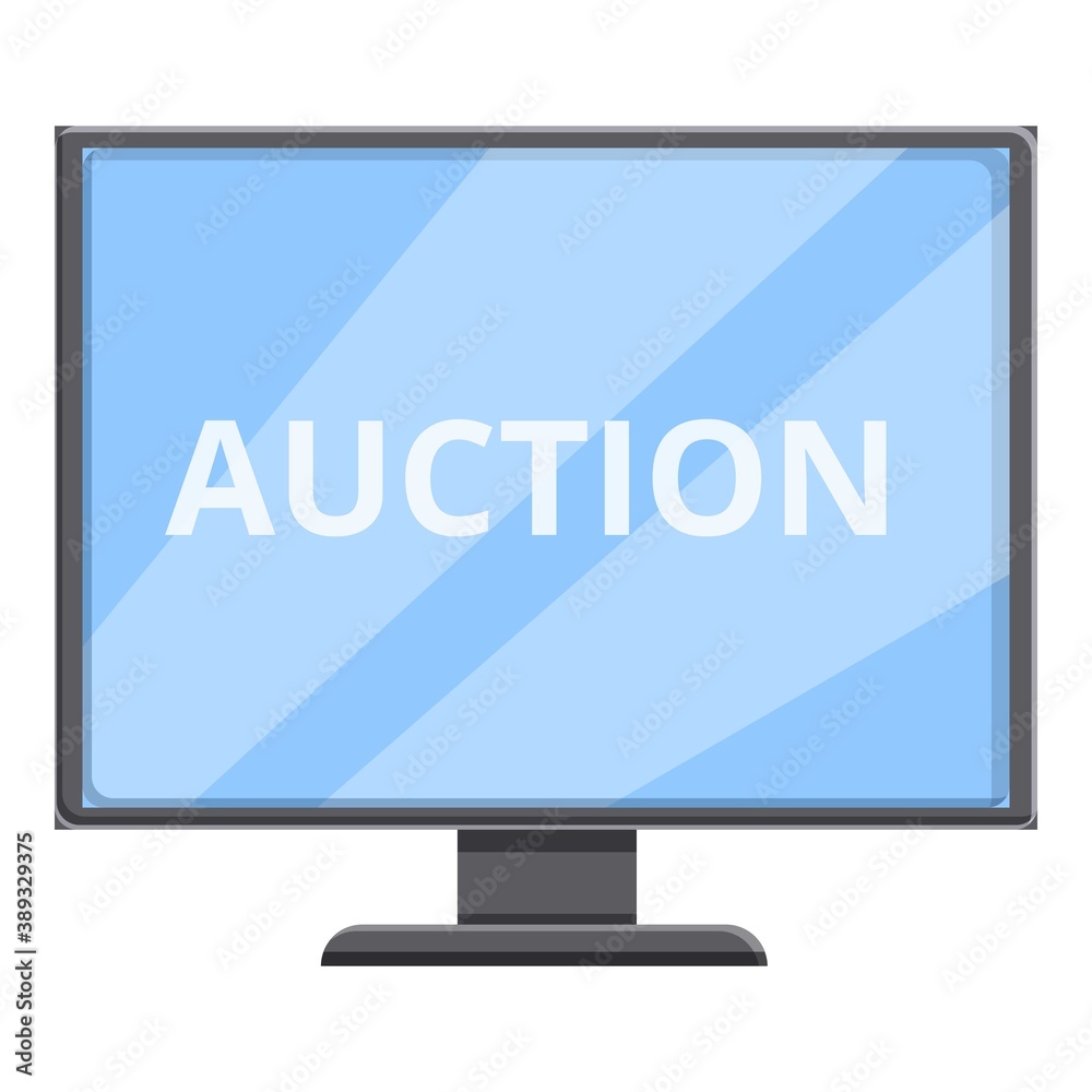 Online auction monitor icon. Cartoon of online auction monitor vector icon for web design isolated on white background Online auction monitor icon. Cartoon of online auction monitor vector icon for web design isolated on white background