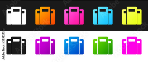 Set Police assault shield icon isolated on black and white background. Vector.