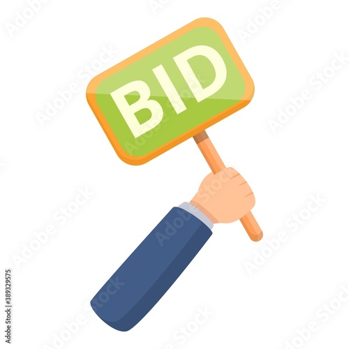 Bid sign board icon. Cartoon of bid sign board vector icon for web design isolated on white background