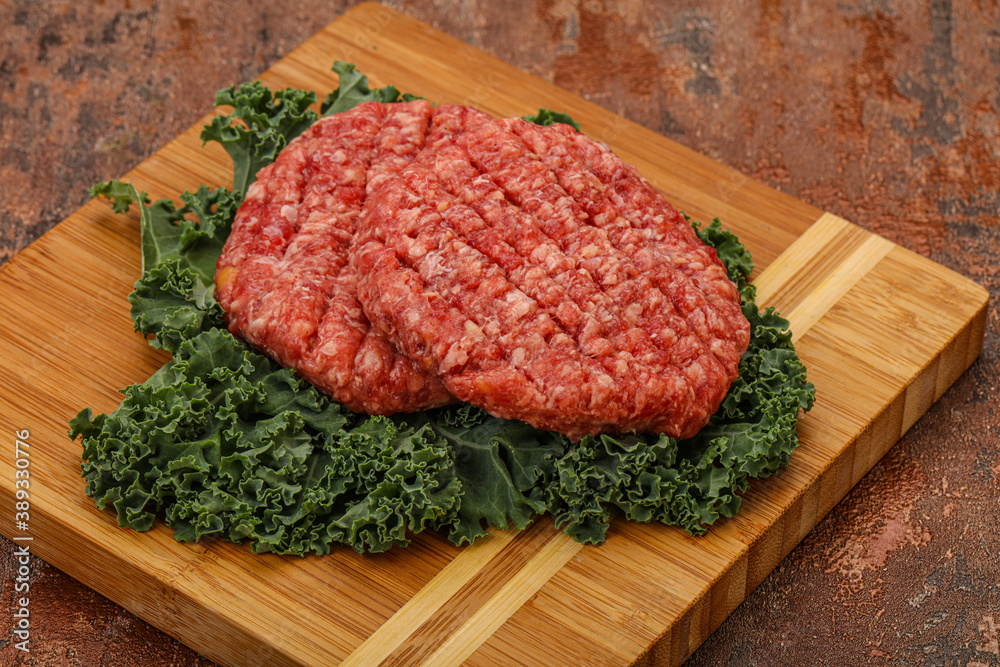 Raw beef burger cutlet for cooking Raw beef burger cutlet for cooking