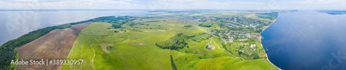 Kamskoe Ustye and Mount Lobach at the confluence of the Kama and Volga rivers, amazing panoramic view of the surrounding nature.