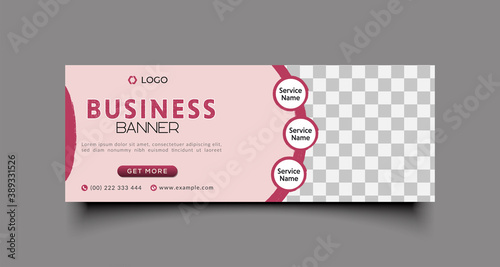 Business facebook cover page timeline web ad banner template with photo place modern layout background design