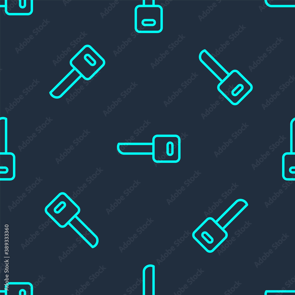 Green line Key icon isolated seamless pattern on blue background. Vector Illustration. Green line Key icon isolated seamless pattern on blue background. Vector Illustration.