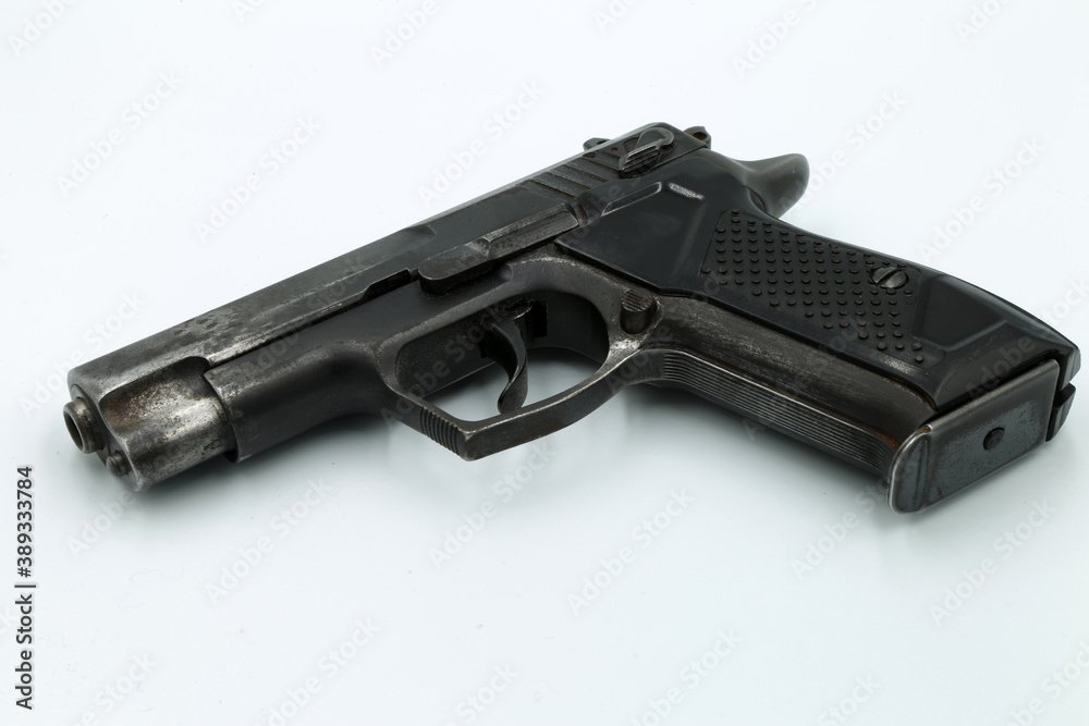 Old ukrainian pistol on white background
