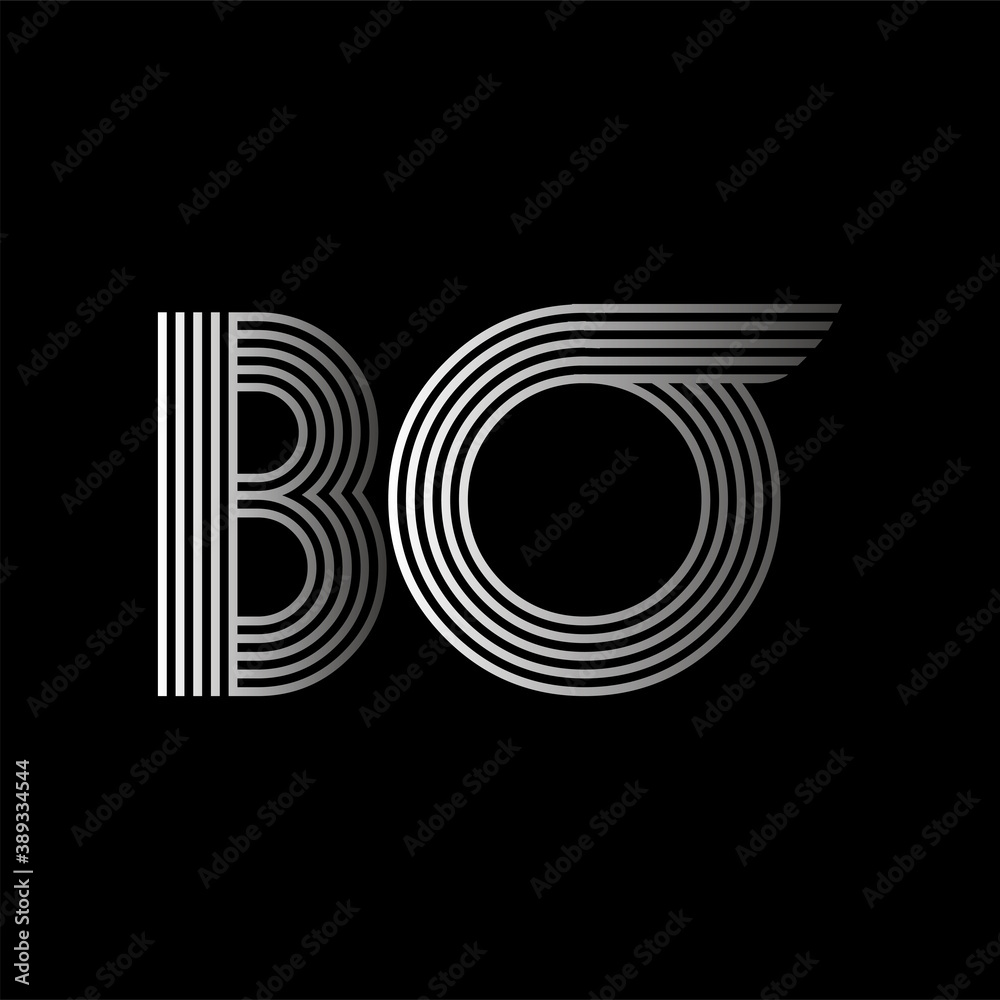 Initial letter logo BO linked white colored, isolated in black background. Vector design template elements for company identity. Initial letter logo BO linked white colored, isolated in black background. Vector design template elements for company identity.