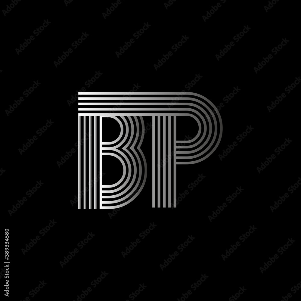 Initial letter logo BP linked white colored, isolated in black background. Vector design template elements for company identity.