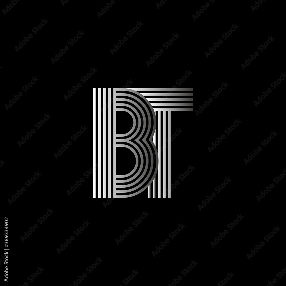 Initial letter logo BT linked white colored, isolated in black background. Vector design template elements for company identity. Initial letter logo BT linked white colored, isolated in black background. Vector design template elements for company identity.