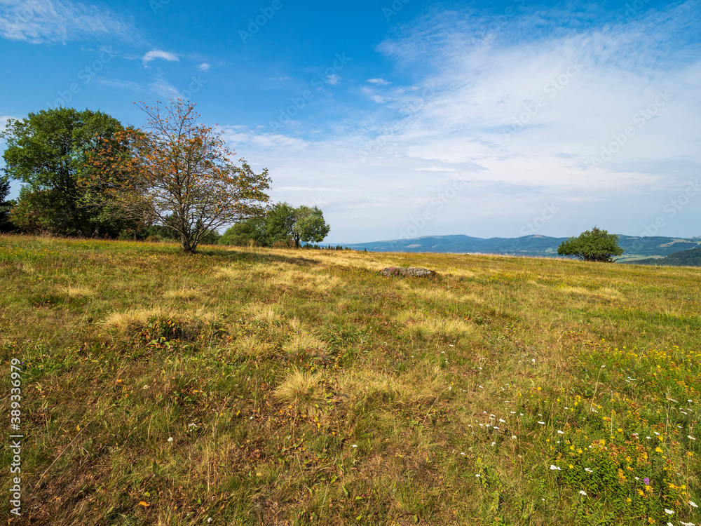 Rhönlandschaft am Kreuzberg - der Heilige Berg der Franken - Biosphärenreservat Rhön, Unterfranken, Franken, Bayern, Deutschland Rhönlandschaft am Kreuzberg - der Heilige Berg der Franken - Biosphärenreservat Rhön, Unterfranken, Franken, Bayern, Deutschland