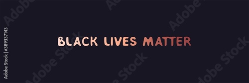 Black Lives Matter white text with one word , social poster on black background, banner size. blm Vector banner for social media posts against racism. Social movement