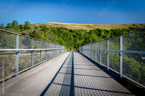 pedestrian bridge in natural landscape