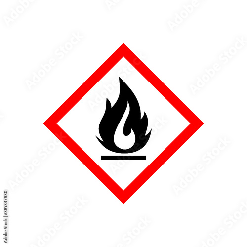 Flammable materials warning sign icon isolated on white background