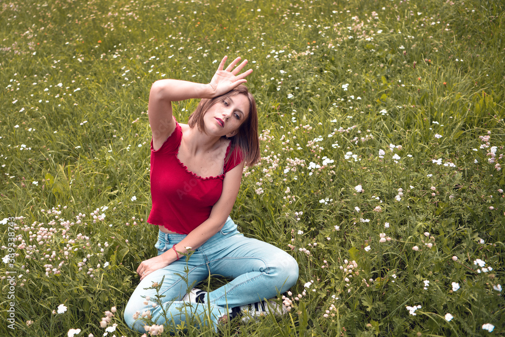 Fototapeta premium modella natura donna e natura relax bellezza 