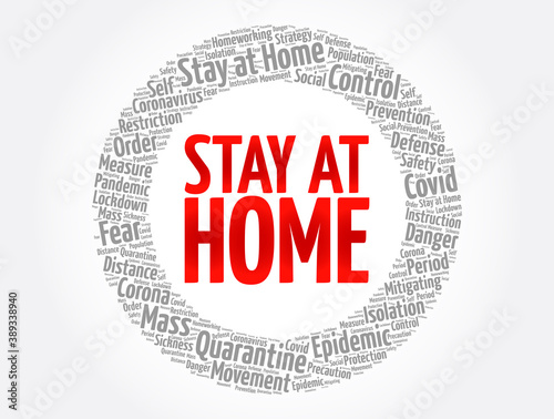 Stay at Home word cloud collage, concept background