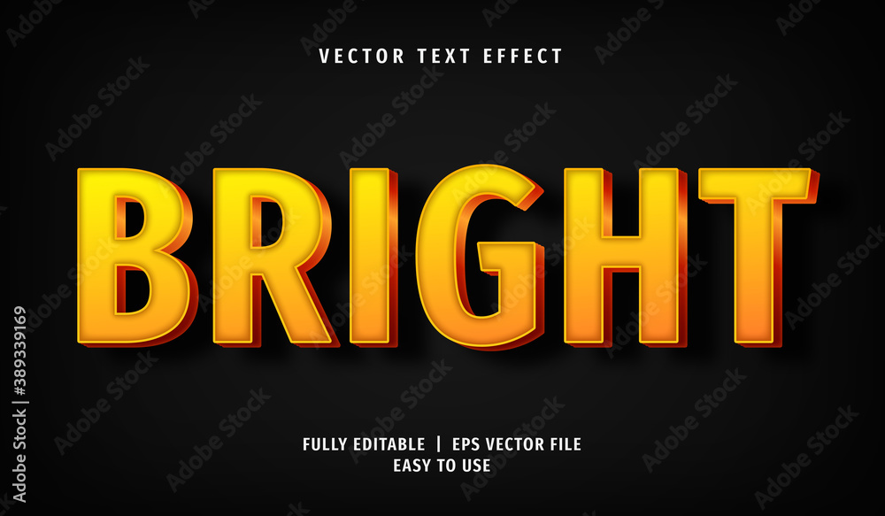 3D Bright Text effect, Editable Text Style