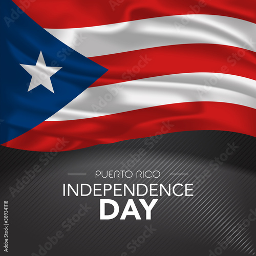 Puerto Rico happy independence day greeting card, banner, vector illustration