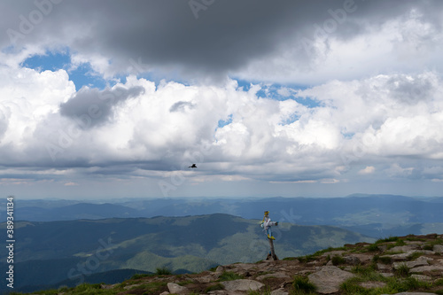 Cross on the top of the mountain. Hoverla.