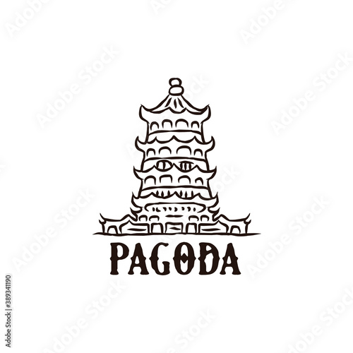 Pagoda building logo design template