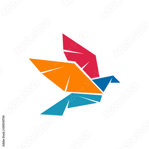 Origami bird logo design template