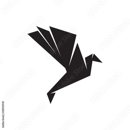 Origami bird logo design template