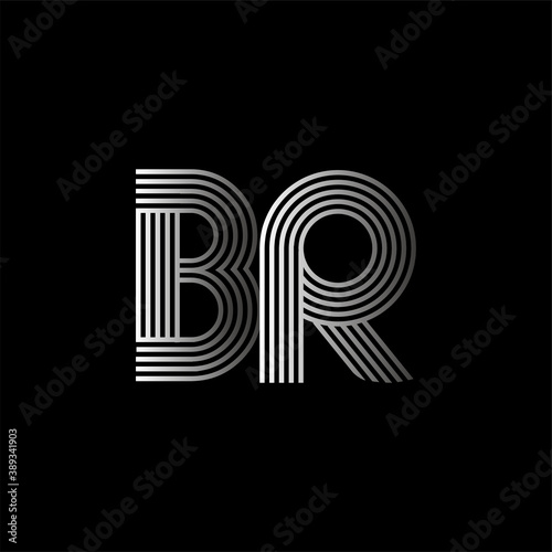 Initial letter logo BR linked white colored, isolated in black background. Vector design template elements for company identity.