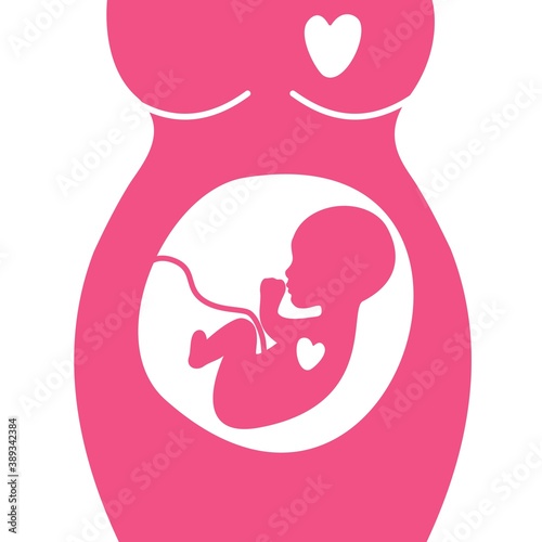 Silhouette of pregnant woman and heart