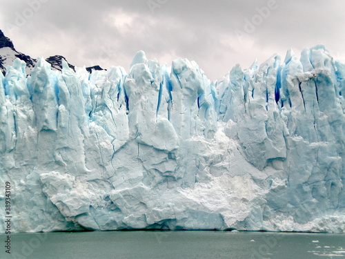Close-up structure blue ice glacier the biggest fresh water reserve in our planet