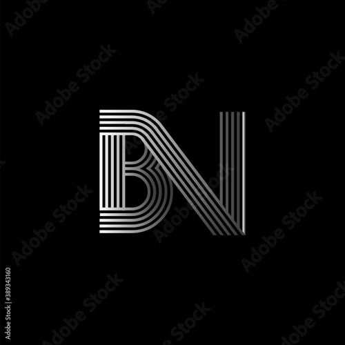Initial letter logo BN linked white colored  isolated in black background. Vector design template elements for company identity.