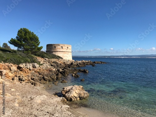 coastal view at torre del lazzaretto, alghero, sardinia, italy photo