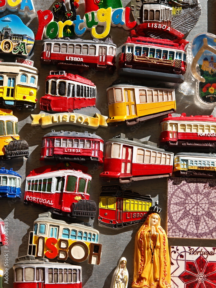 Colorful magnets with tram motifs from Lisbon